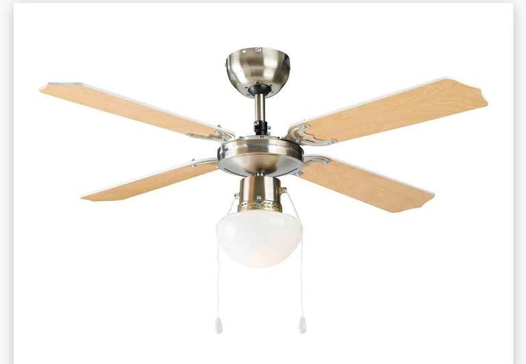 Ventilador de techo con lámpara LED 50 W, marcha ajustable a derecha e izquierda: corriente de aire fresco en verano