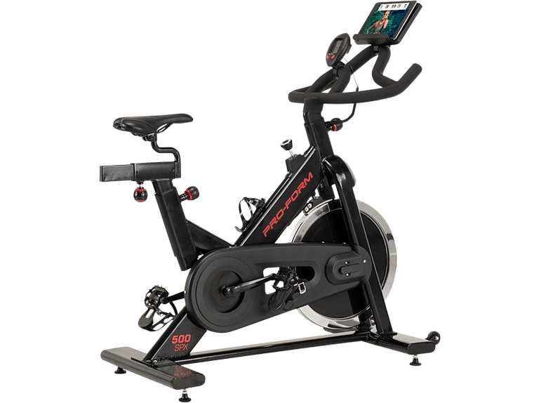 Bicicleta estática - ProForm 500 SPX, Hasta 115 kg, Pantalla LCD, Volante de 18 kg, Asiento ajustable, Negro