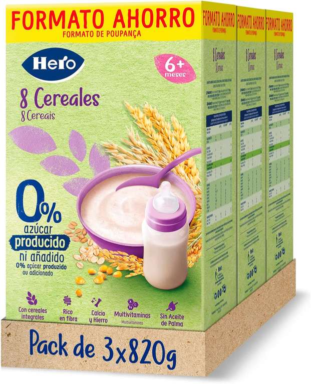 3X Cereales Hero sin azúcares añadidos 820 gramos unidad [Compra recurrente]