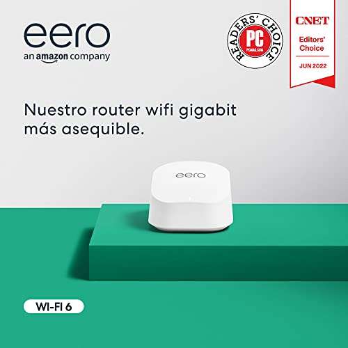 Router Wi-Fi 6 de malla de doble banda Amazon eero 6+, con controlador de Hogar digital inteligente Zigbee integrado