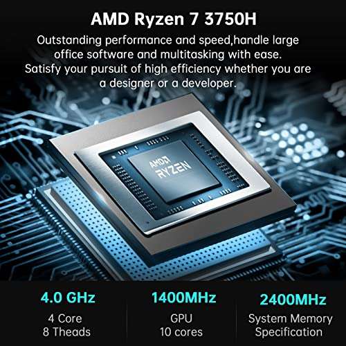 Mini PC Windows 11 Pro,AMD Ryzen 7 3750H,16 Go DDR4 / 512 Go SSD