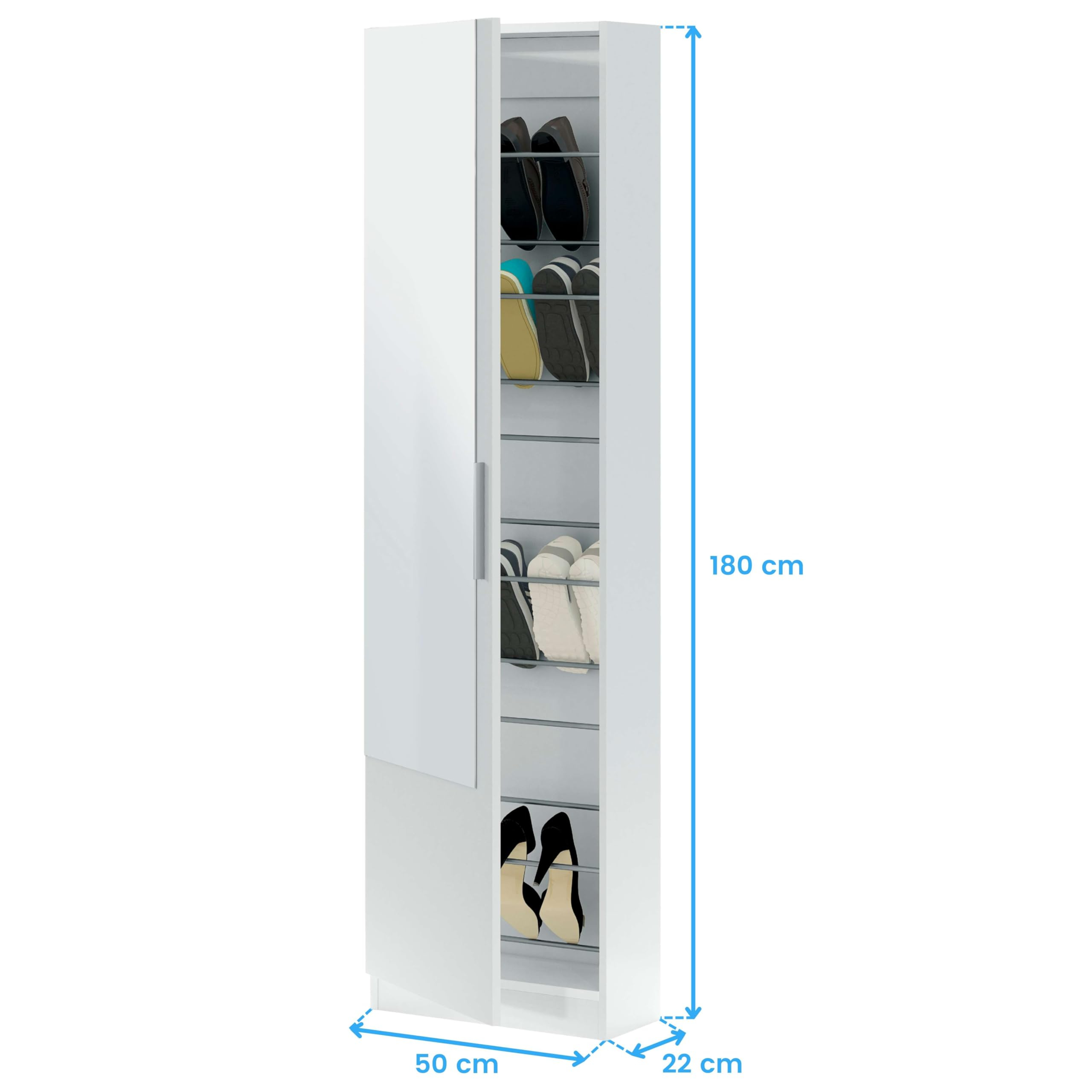 Habitdesign Zapatero de una Puerta con Espejo en Color Blanco