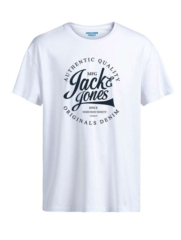 Jack & Jones Hombre Pack 2 Camisetas Modelo Joreskild en color Blanca y azul , Ajuste Slim Fit. Con cupón de bienvenida