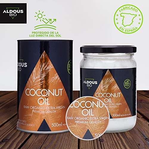 Aceite de Coco Virgen Extra Ecológico Prensado en Frío (500ml) | Sin Aromas Químicos Añadidos - No Blanqueado Artificialmente - Sin Refinar