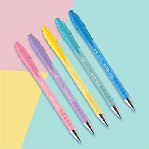 Paper Mate Flexgrip Ultra bolígrafos pastel retráctil | punta mediana (1,0 mm) | tinta azul | paquete de 5