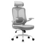 Magic Life Silla de Oficina Ergonómica con Reposacabezas Ajustable, Silla Giratoria de Malla, Soporte Lumbar 2D, Color Blanco