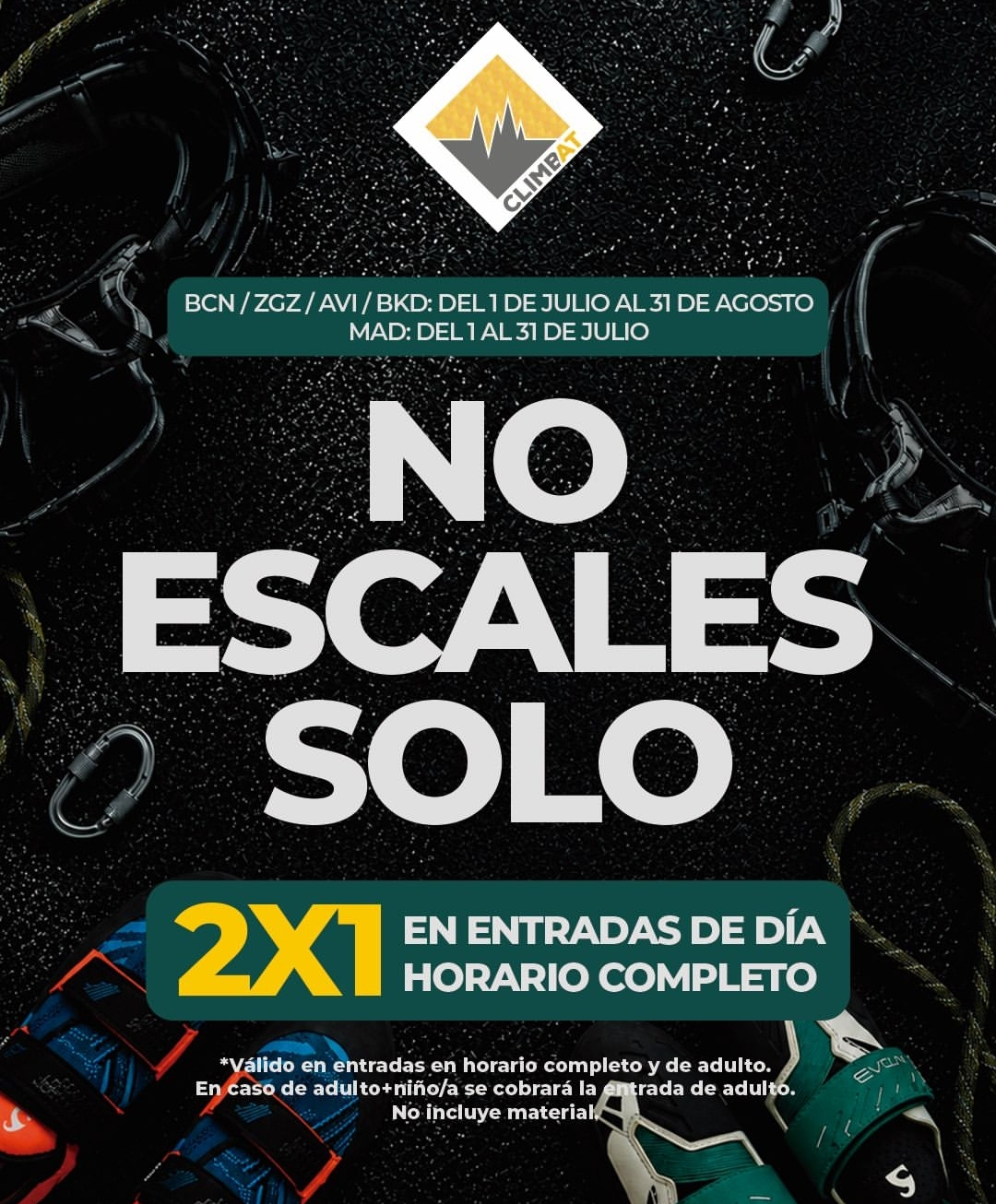 2 x 1 en entradas para practicar la escalada | Madrid, Barcelona, Zaragoza, Avilés, Barakaldo y Murcia.
