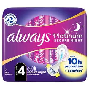 Always Platinum Secure Night - Toallas higiénicas (4 unidades), diseño de alas