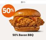 50% de descuento en Bacon BBQ y 30% de descuento en menú 5 tiras crujientes de Popeyes