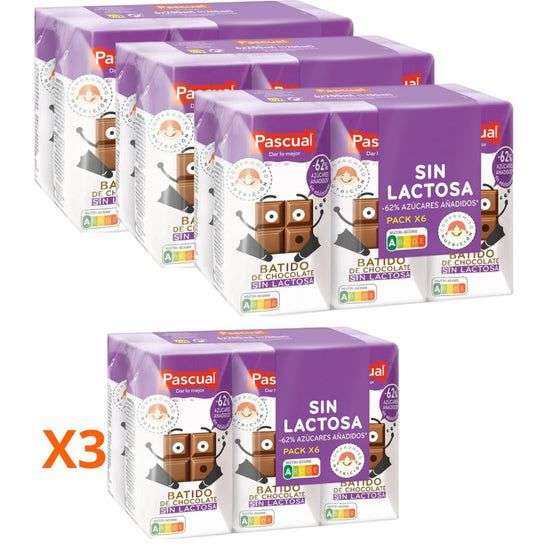 Pascual Batido de chocolate sin lactosa, 3 Packs de 6 unidades de 200ml.