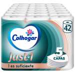 Colhogar Just 1 x42 - Papel Higiénico Extra Absorbente - Paquete con 6 Rollos - Papel de Baño de 5 Capas