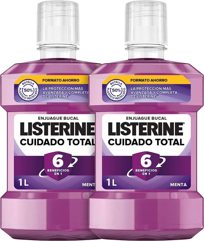 Listerine Enjuague Bucal, Cuidado Total, Sabor Menta 2-pack de 2L (4,48€/L)
