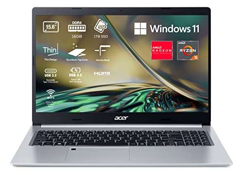 Acer Aspire 5 NU-A515-45-R5HH Portátil 15.6" Full HD Ryzen 5 5500U, 16GB RAM, 1TB SSD, USB 3.2, Windows 11 Home