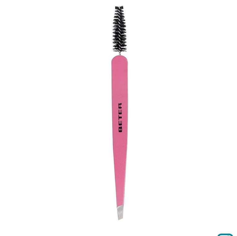 BETER- Pinzas de depilar doble función, Diseño exclusivo 2 en 1, Punta oblicua y Goupillon para Cejas y pestañas, precisa, Acero Inoxidable