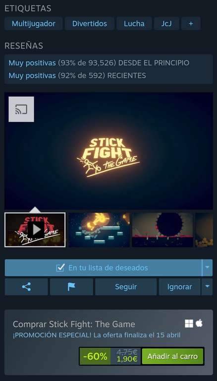 Ahorra 60% en Stick Fight: The Game