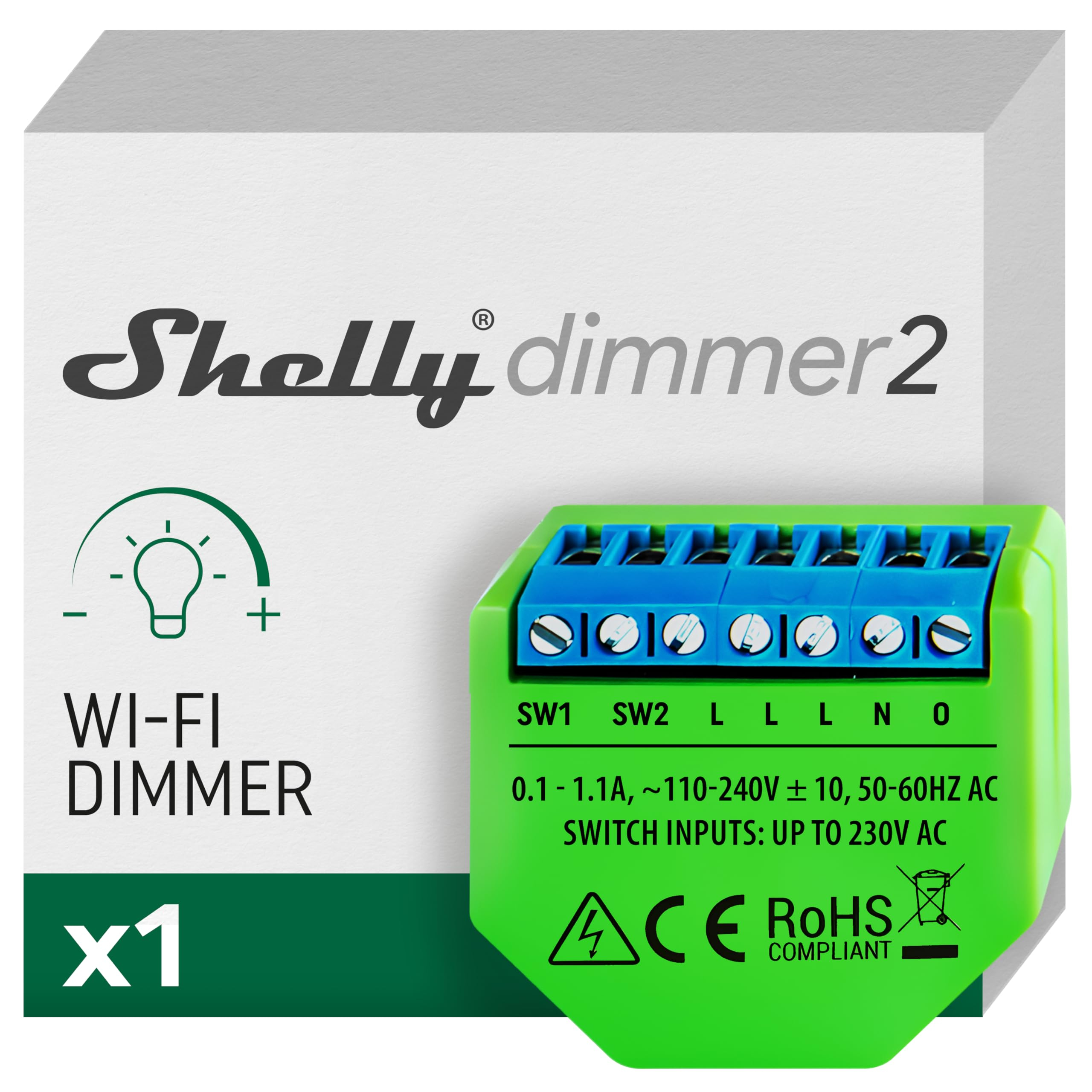 Shelly Dimmer 2, Módulo Regulador de Luz W-Fi, LED 10-220W, Compatible con Alexa & Google Home