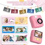 Gofunly Camara Fotos Infantil Instantanea, 2,4 Pulgada HD 1080P +Tarjeta de 32GB + Papel de Impresión, Selfie Video
