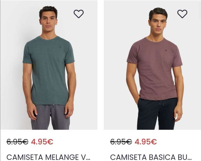 RECOPILACIÓN Camisetas hombre x menos de 7€ (Recogida en tienda gratis)