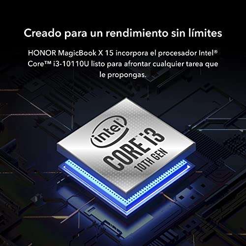 Honor MagicBook X15 - Ordenador portátil fino de 15.6" FullHD, cuerpo aluminio ligero de 1.56 kg (Intel Core i3-10110U, 8 GB RAM, 256 GB SSD