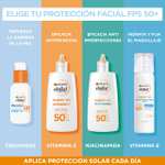 3 x GARNIER DELIAL Bruma Facial Solar Muy Alta Protección FPS50+ Pieles Sensibles Hidrata Y Fija El Maquillaje 75 ml [Unidad 3'94€]