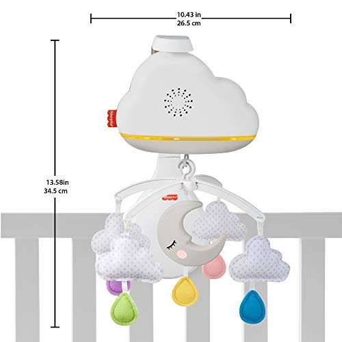 Fisher-Price Móvil Nubes y Lunas, juguete de cuna proyector para bebé recién nacido
