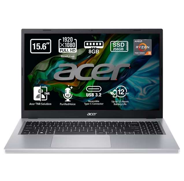 Portátil Acer Aspire 3, Ryzen 3, 8GB, 256GB SSD, 15.6", W11