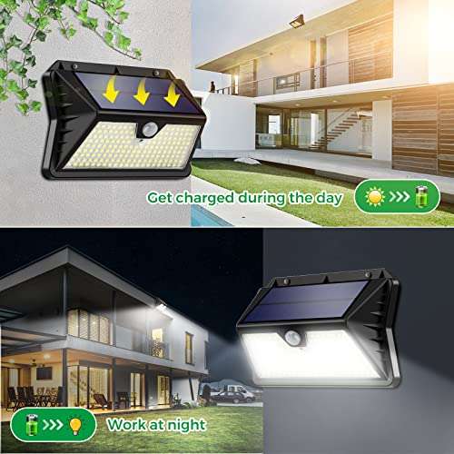 4x Luz Solar Exterior 185 LED/3 modos, 2200 mAH IP65