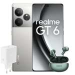 realme GT6 256GB 12GB Fluid Silver EU + Buds Air 6 Forest Green EU + SUPERVOOC 120W Power Adapter White