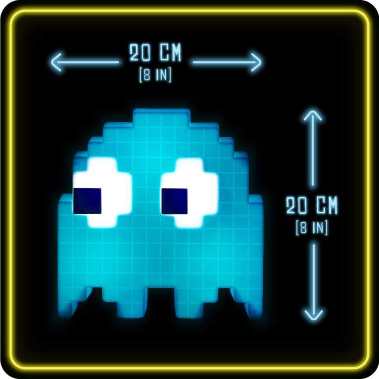 Lampara Pac Man - Fantasma 20 cms, múltiples colores, fase fiesta ritmo música, alimentación USB