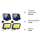 Luz Solar Exterior con Sensor de Movimiento, pack de 2 Panel solar con cable de 5m