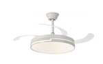 NARVI Ventilador de techo Blanco, con 3 Palas retráctiles. Motor DC 30W, Luz LED 45Wx2, Regulable en intensidad y Tonalidad. Memoria Y Mando