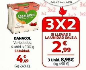 DANACOL variedades, pack de 6x100 gr. Oferta 3X2 sale a 2,99€