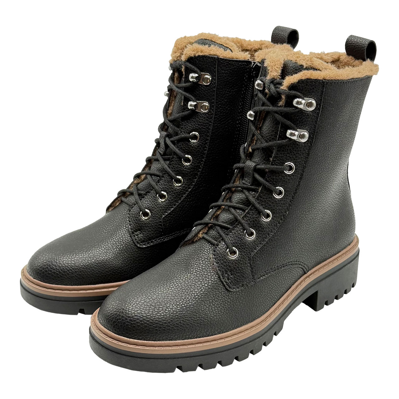 Botas de piel forradas para mujer con cordones y cremallera (37–41)