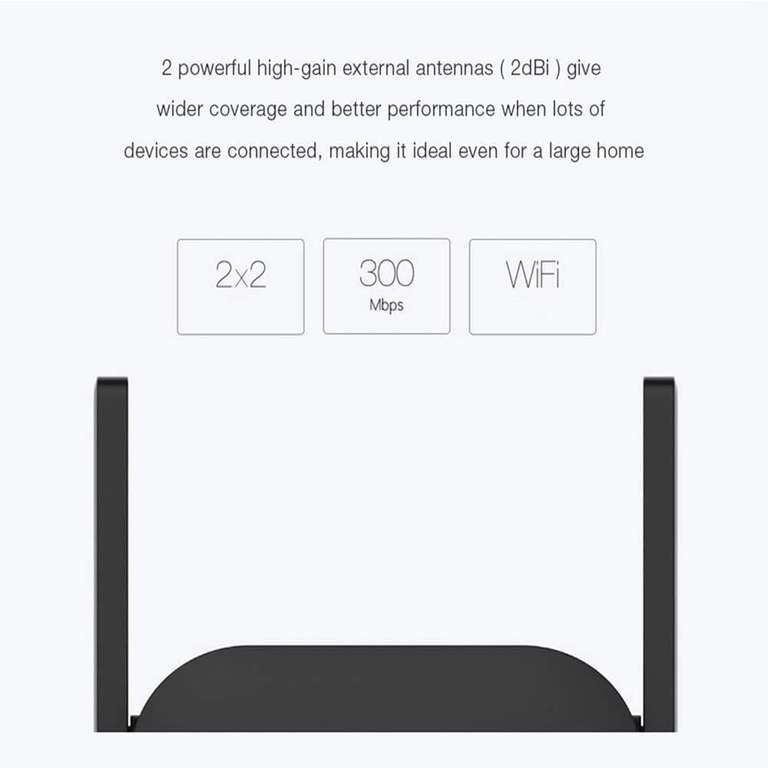 Xiaomi WiFi Extender Pro 300 Mbps Amplificador WiFi, con Enchufe, 300 Mbps, 2.4 GHz