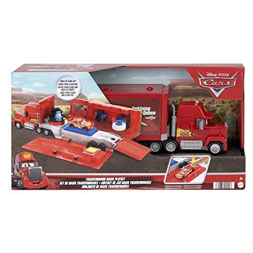 Mattel Cars Camión Mack convertible Pista para coches de juguete con lanzadores, regalo para niños +3 años (HDC75)