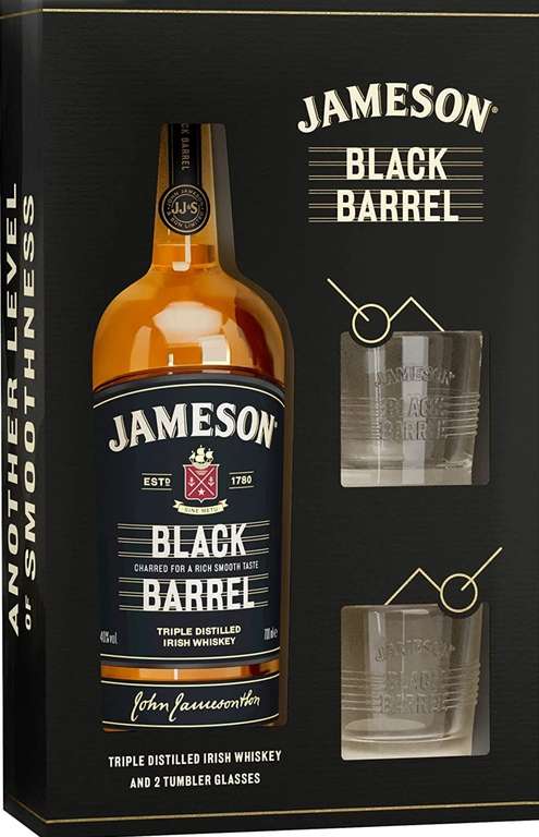 Jameson BLACK BARREL Triple Distilled Irish Whiskey 40% Vol. 0,7l in Giftbox con 2 vasos