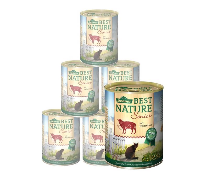 Dehner Best Nature – Comida para Gatos para Adultos, Cordero y Trigo, 6 x 400 g (2,4 kg)
