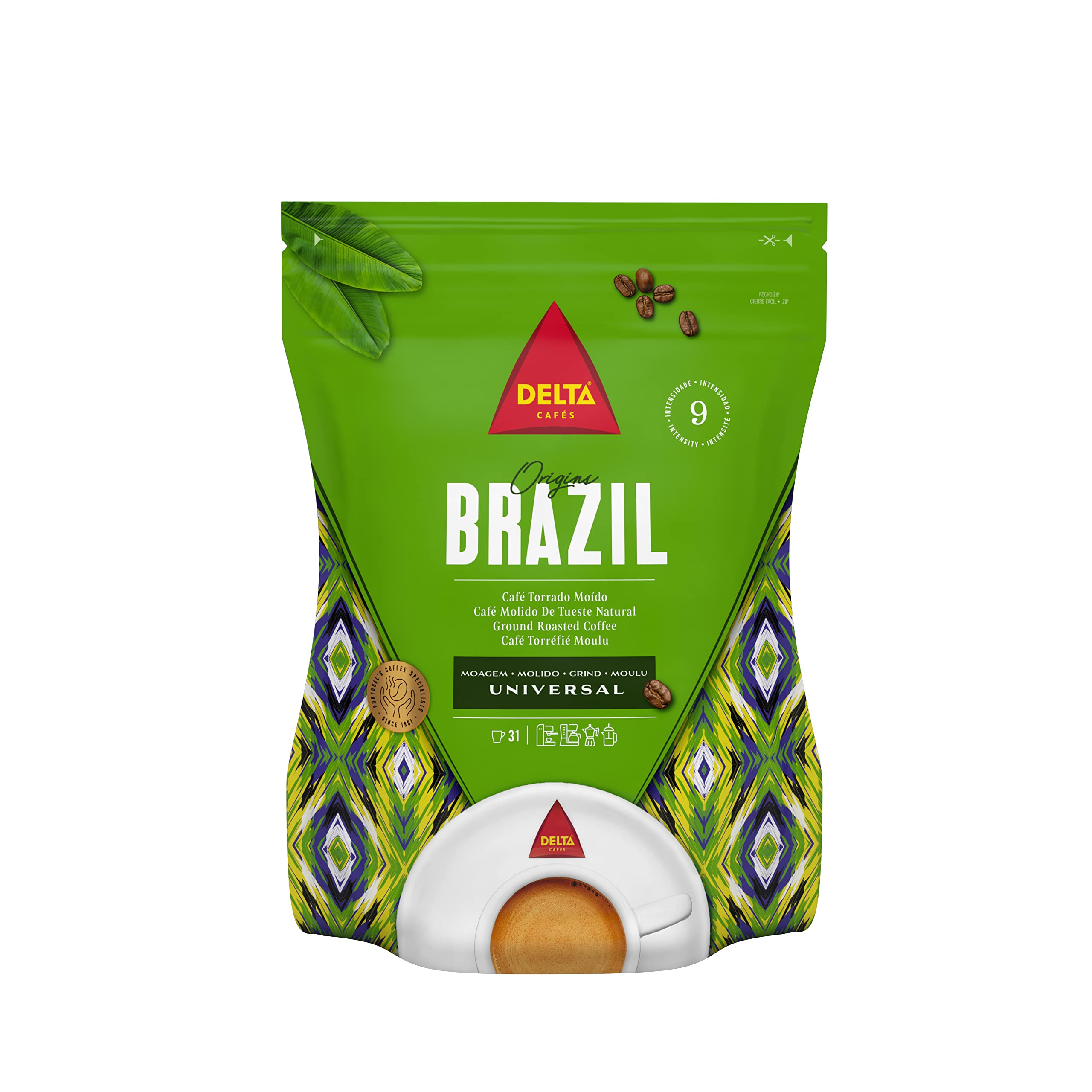 4 X Delta Cafés Origen Brasil - Café Molido - Mezcla Aromática y Tropical - Dulce y Afrutado - 220 g
