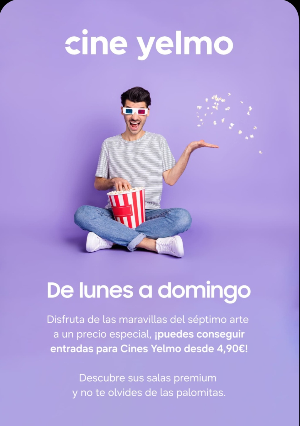 Cupón Cines Yelmo entradas a 4.90€ (hasta 4) con la App Samsung Members