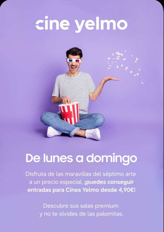Imagen de Cupón Cines Yelmo a 4.90€ con l