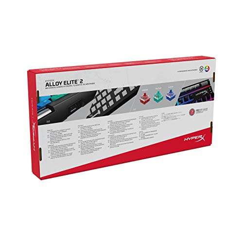 HyperX Alloy Elite 2 - Teclado mecánico , teclas de pudín ABS, controles de medios, retroiluminación LED RGB, interruptor lineal