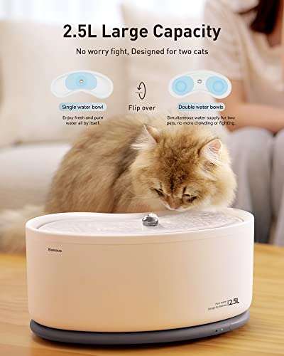 Baseus fuente para gatos de 2'5 litros control por App, luz led y 2 filtros