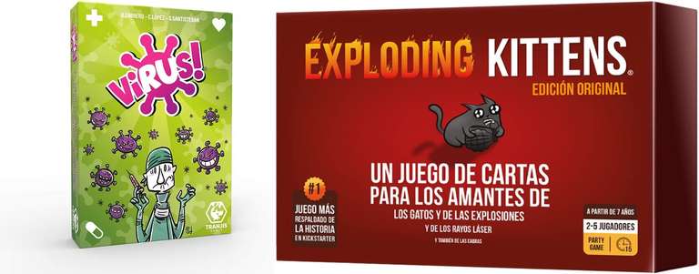 Exploding Kittens [11,99€] + Virus! [7,99€] + 2 Limpiadores de Auriculares por 20€ - Juegos de Mesa