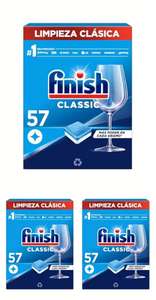 171 pastillas Finish Classic - Pastillas para el Lavavajillas, limpieza clásica, 3x 57 pastillas. 0'08€/lavado