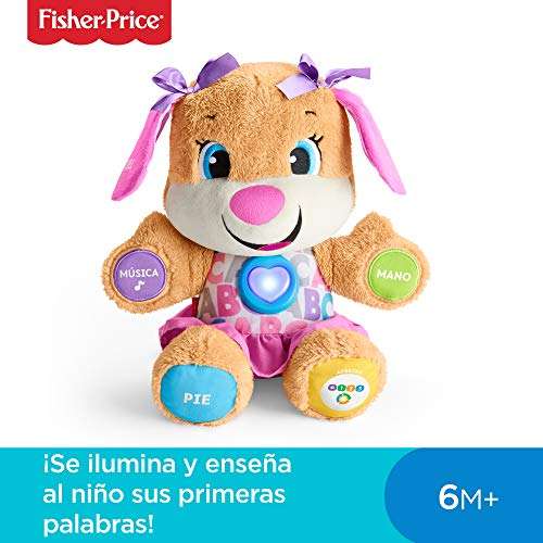 Fisher-Price - Ríe y Aprende - Perrita primeros descubrimientos, juguetes bebe 6 meses, 1 Unidad(Mattel FPP55)