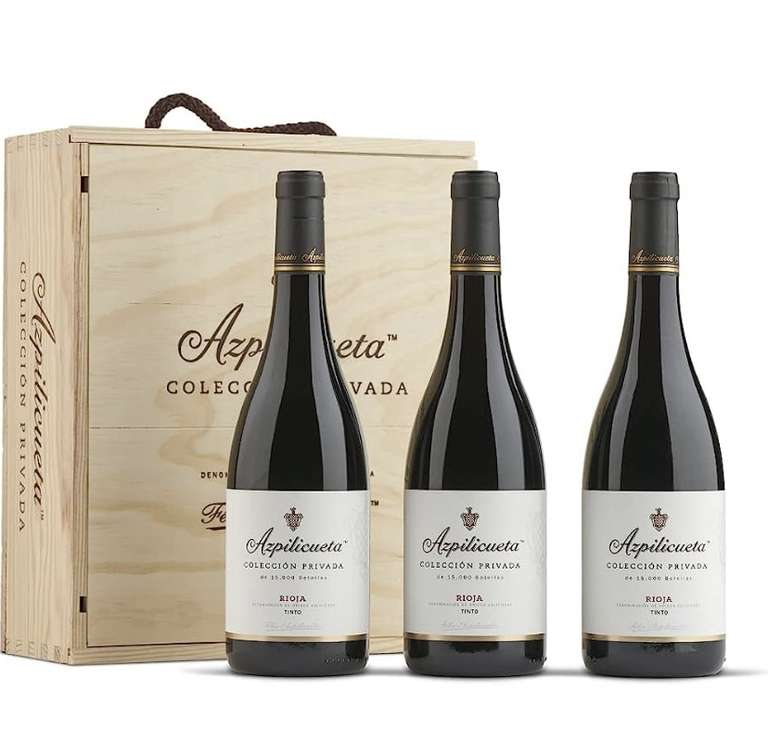 Azpilicueta Colección Privada Tinto Caja de madera Premium 3 botellas D.O.Ca Rioja Vino - 750 ml