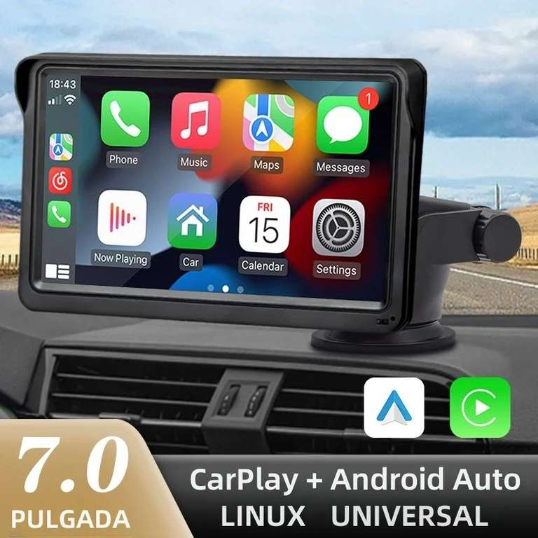 Hippcron-reproductor Multimedia de vídeo para coche, Radio con Android, CarPlay, pantalla táctil portátil de 7 pulgadas, USB, AUX