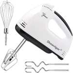 Batidora de Mano Eléctrica 7 Velocidades | 5 Accesorios de Acero Inoxidable | Mezclador Portátil de Cocina para Repostería, Postres y Masa