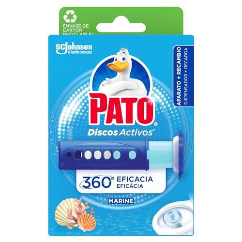 2x Pato Discos Activos Marine - Aplicador WC con Recambio (6 Discos) - Limpia y Perfuma el Inodoro. Total 12 discos