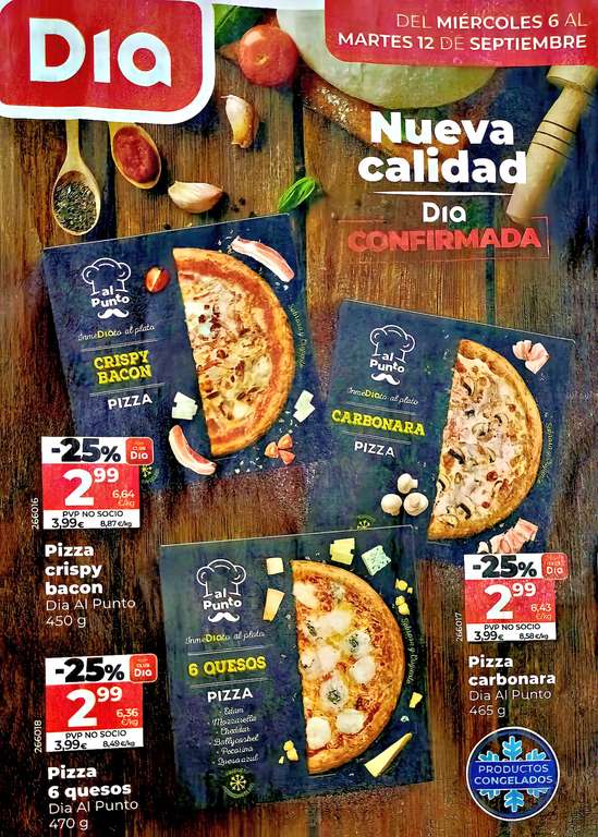 Pizzas Al Punto: 6 quesos, Carbonara, Crispy Bacon a 2,99€